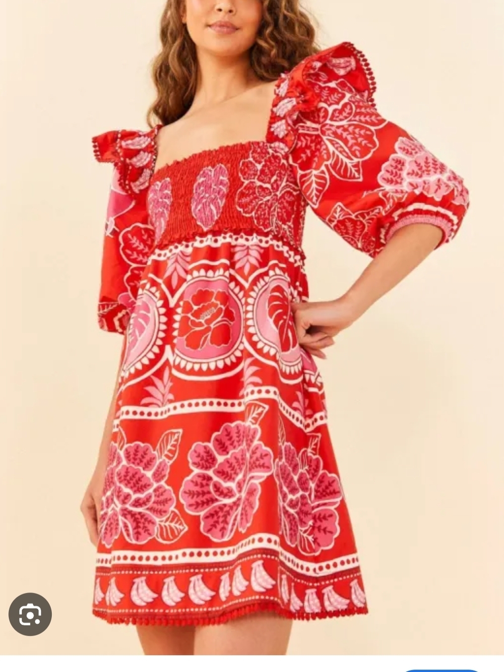 FARM Rio Red & Pink Floral Printed Mini Dress